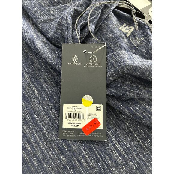 VRST Men’s Heathered Navy Lightweight Performance Hoodie Long Sleeve Stretch Top - Picture 6 of 8